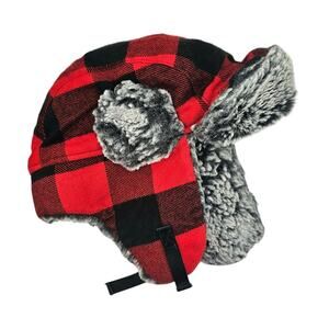 Kids Target Buffalo Plaid Trapper Cap Hat with Flaps with Faux Fur